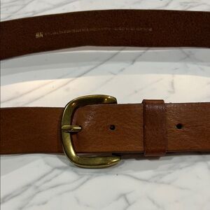 H&M Tan Leather Belt with Gold Buckle